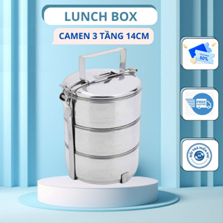 [HCM ] Cà men inox 3 ngăn đường kính 14cm hộp đựng cơm inox - hàng chất lượng
