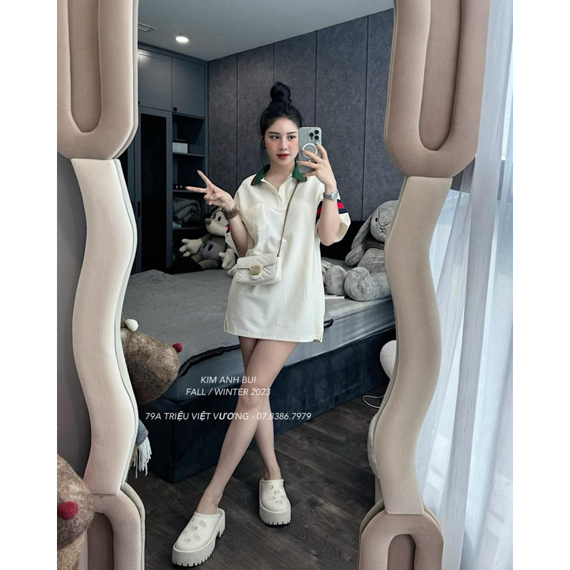 Áo Polo Gu Chì Viền Tay Kim Anh Bùi