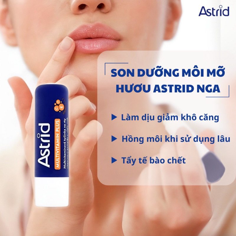Son Dưỡng Môi Astrid Tẩy Tế Bào Da Chết Môi Có Màu Và Không Màu Son Bóng Mỡ Hươu Cấp Ẩm 4.7g