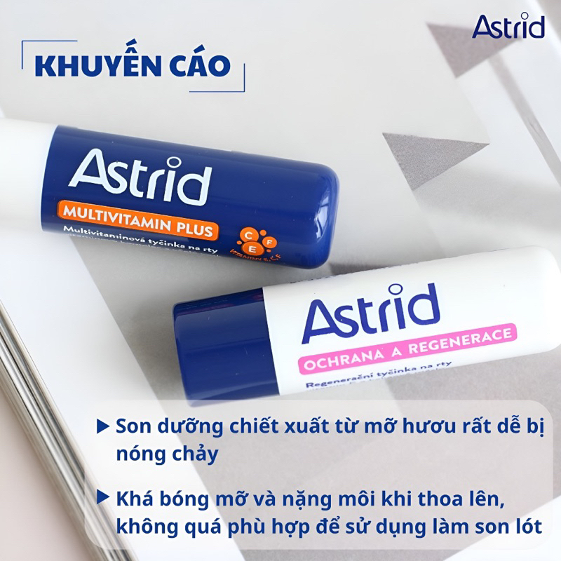 Son Dưỡng Môi Astrid Tẩy Tế Bào Da Chết Môi Có Màu Và Không Màu Son Bóng Mỡ Hươu Cấp Ẩm 4.7g