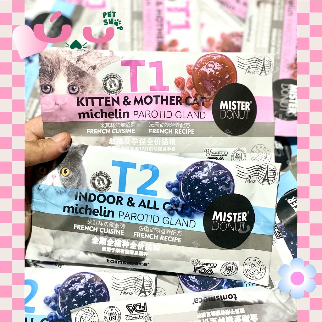 Thức ăn hạt cho mèo Mister Donut T1 T2 - Gói dùng thử 50G - Ú Nu Pet Shop