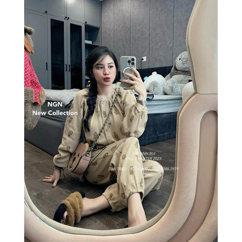 Set Bộ Ngủ Len Tăm Hình Gấu Kim Anh Bùi