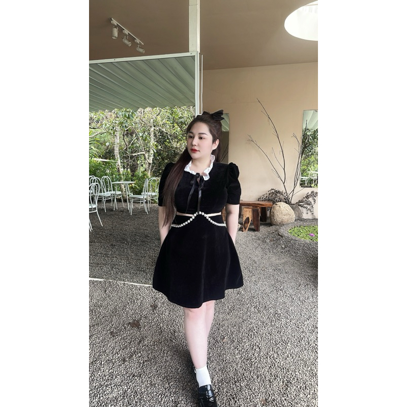 55-90KG VÁY NHUNG KHOÉT EO CAO CẤP BIGSIZE VƯƠNG HÂN