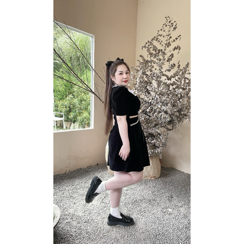 55-90KG VÁY NHUNG KHOÉT EO CAO CẤP BIGSIZE VƯƠNG HÂN