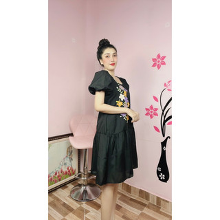 Đầm suông tay phồng đuôi cá