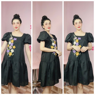 Đầm suông tay phồng đuôi cá