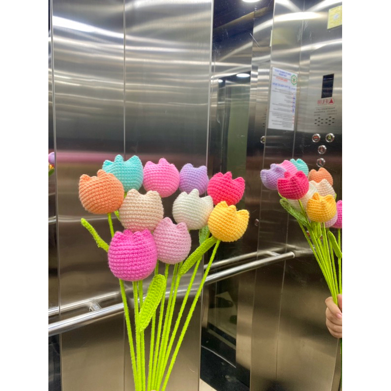 Hoa len tulip handmade