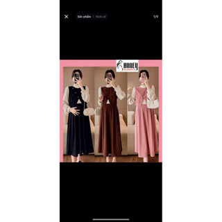 Váy bầu vạt chéo cổ 3 phân len tăm