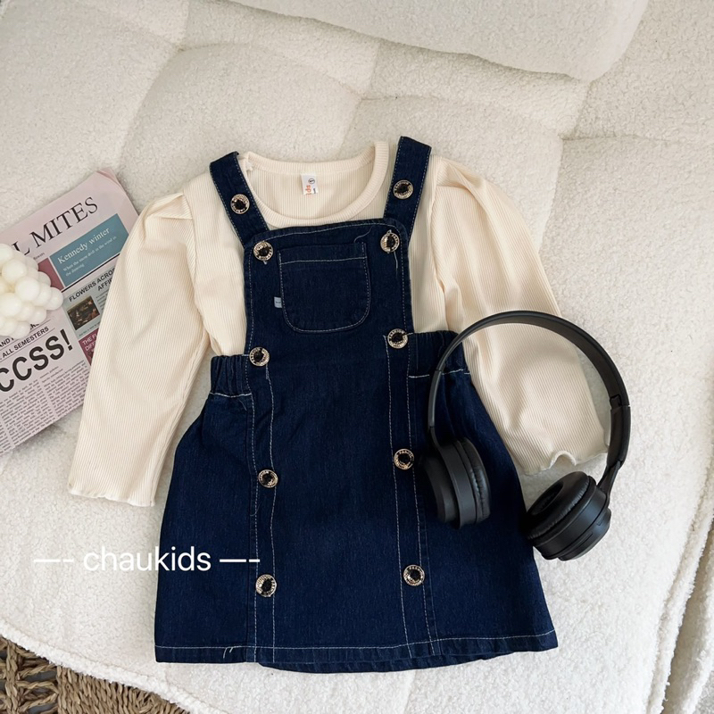 Váy yếm bò xinh xắn cho bé gái