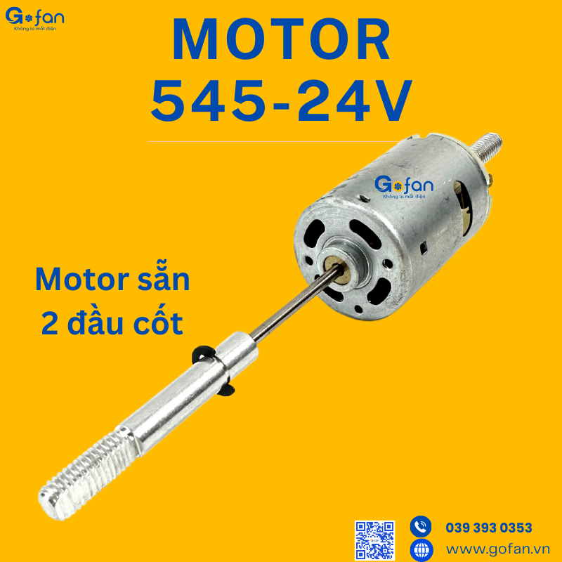 Motor 24v-545 18W Gofan chế quạt,ắc quy kẹp bình, mô tơ 24v kẹp bình ac qui-hàng có sẵn