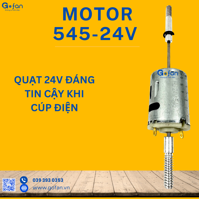 Motor 24v-545 18W Gofan chế quạt,ắc quy kẹp bình, mô tơ 24v kẹp bình ac qui-hàng có sẵn