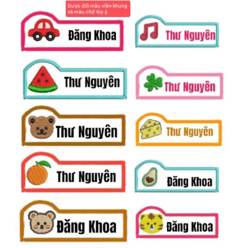 Bảng tên cho bé đi học hoạ tiết dễ thương