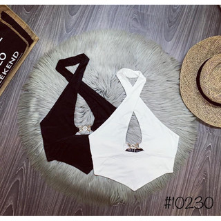 Áo pozip chéo cổ vạt nhọn dáng croptop có mút có thể tháo rời
