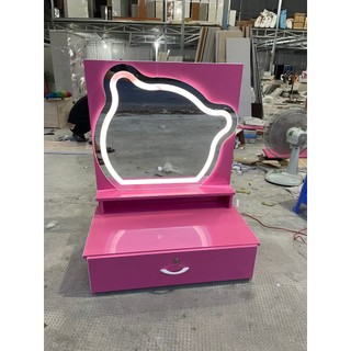 Bàn trang điểm bệt mini , bàn trang điểm kính led cảm ứng 3 dải màu mẫu gấu cute 2023