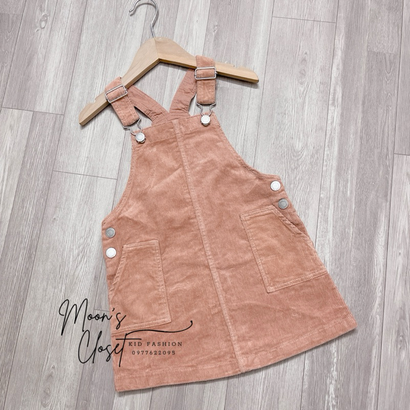 XD- Váy yếm nhung tăm hồng HM size 1.5/2y-9/10y