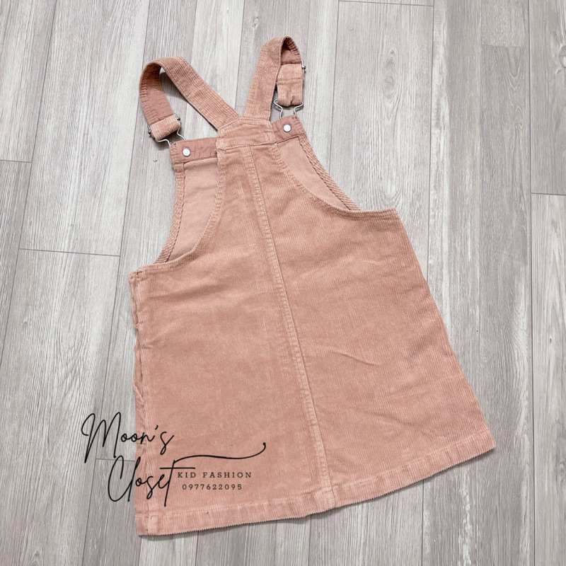 XD- Váy yếm nhung tăm hồng HM size 1.5/2y-9/10y