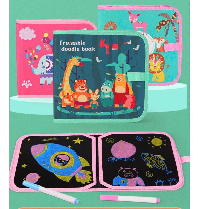 Sổ vẽ tự xoá graffiti phát sáng cho bé mẫu mới tặng kèm bút và bông lau