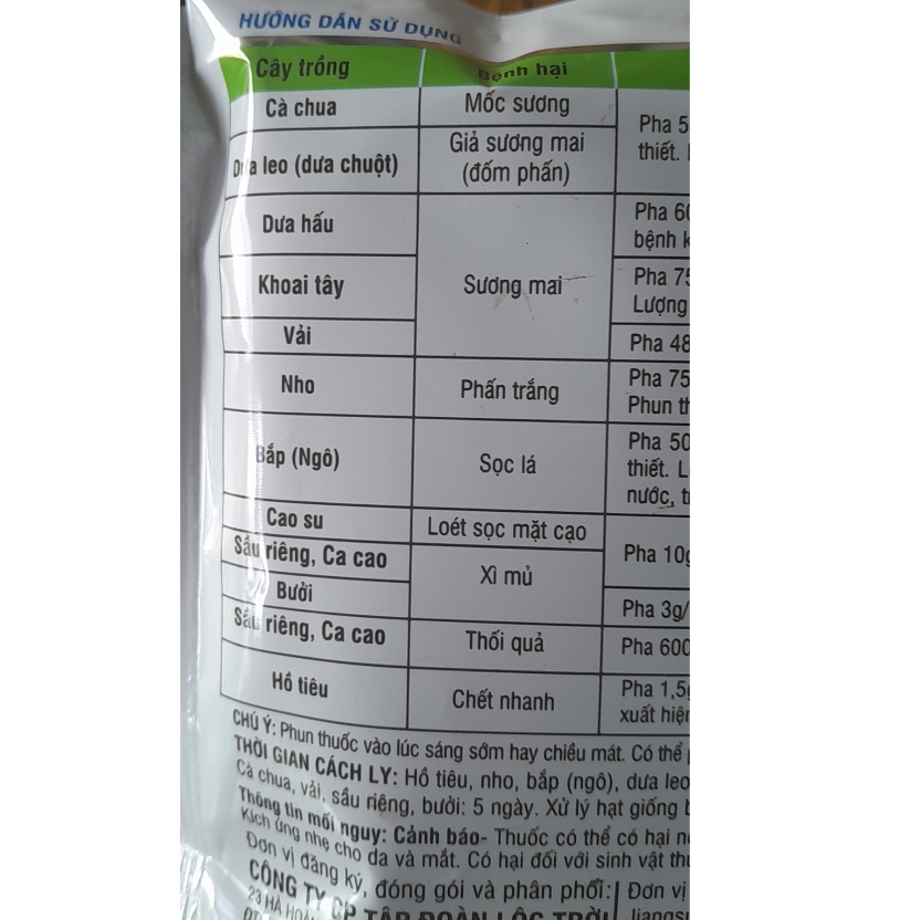 Thuốc trừ bệnh Insuran 50 WG gói 100gr