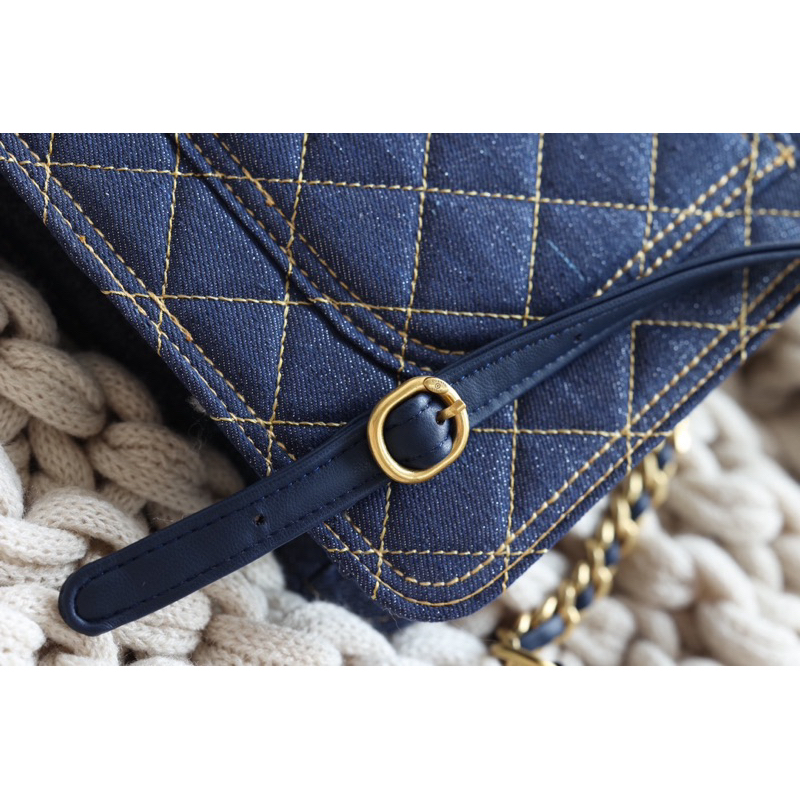 Balo xinh chỉ may nổi trên nền vải cứng cáp Denim Box nam châm + túi vải rút + code hãng code chip! 25cm - 2 mầu w166-25