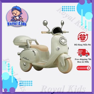 Xe máy điện Vespa Cổ cho bé 12V xe vespa điện cho bé xe điện cho bé điều khiển từ xa mới nhất 2023- Royal Kids