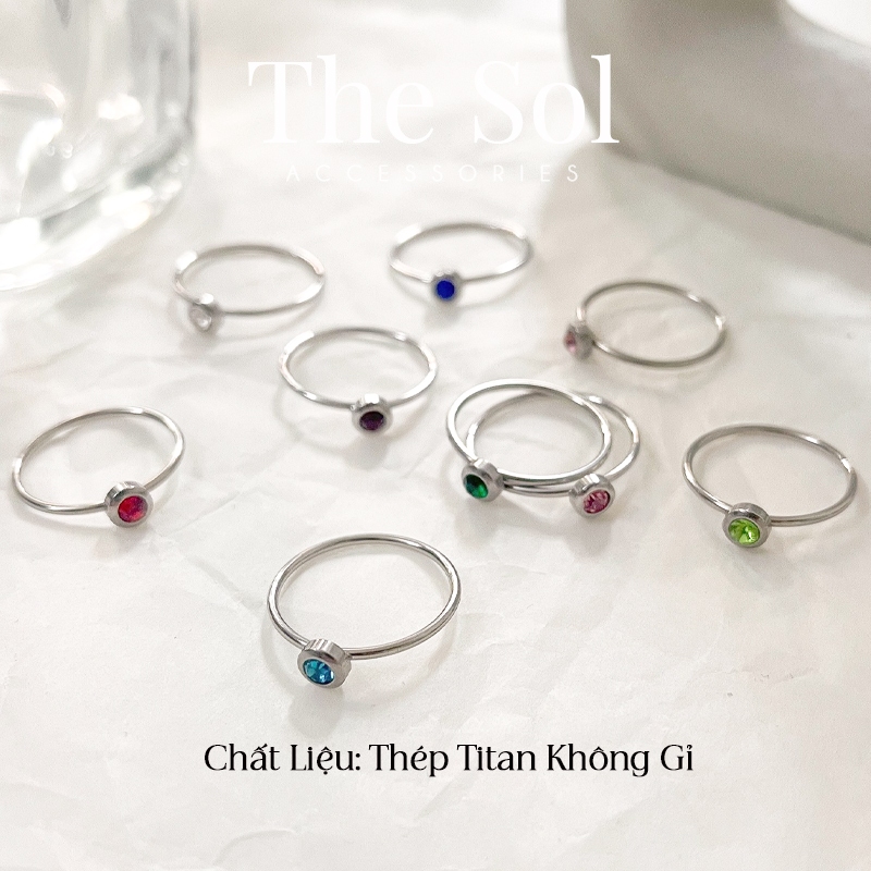 Nhẫn Thép Titan May Mắn Theo Tháng Sinh The Birthstone by thesol.accessories
