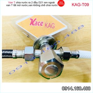 Van giảm áp chữ T KAG-VanT09 , van chặn nước 3 ngã Inox 304 hãm 2 đường nước bồn cầu vòi xịt dễ sử dụng