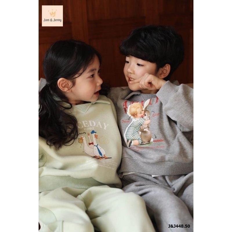 Bộ nỉ J&J bé trai bé gái 4 màu