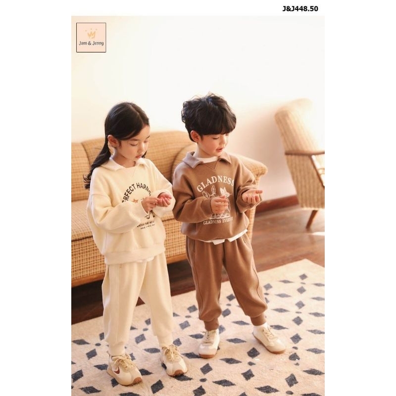 Bộ nỉ J&J bé trai bé gái 4 màu
