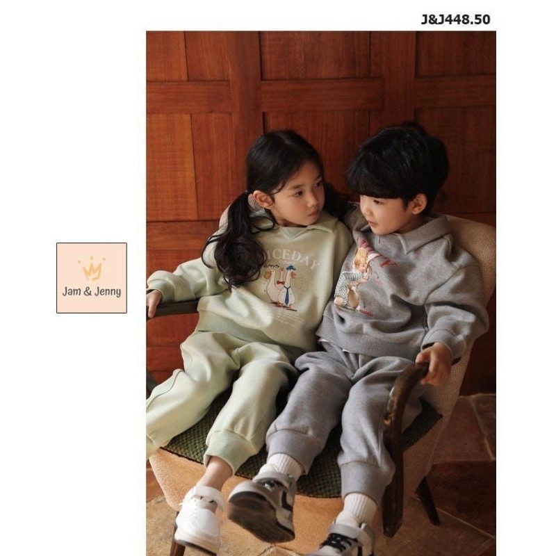 Bộ nỉ J&J bé trai bé gái 4 màu