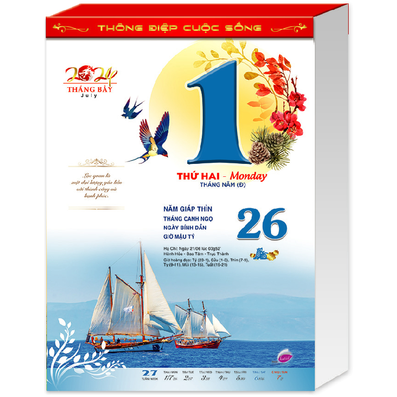 Lịch Bloc Bộ Cực Đại Sen Việt Năm 2024 Giáp Thìn, Kích thước 25x35 cm