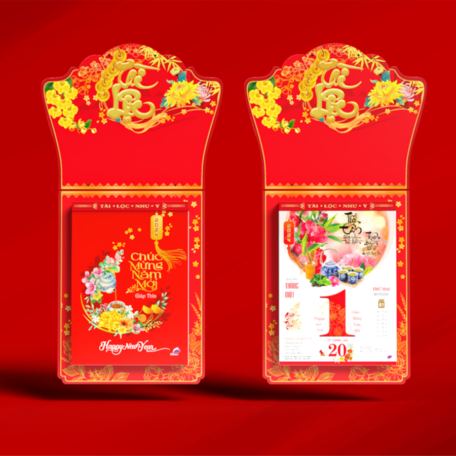 Lịch Bloc Bộ Cực Đại Sen Việt Năm 2024 Giáp Thìn, Kích thước 25x35 cm