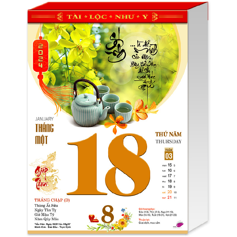 Lịch Bloc Bộ Cực Đại Sen Việt Năm 2024 Giáp Thìn, Kích thước 25x35 cm