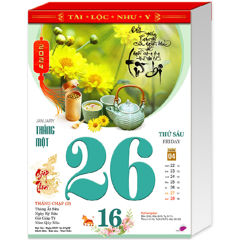 Lịch Bloc Bộ Cực Đại Sen Việt Năm 2024 Giáp Thìn, Kích thước 25x35 cm