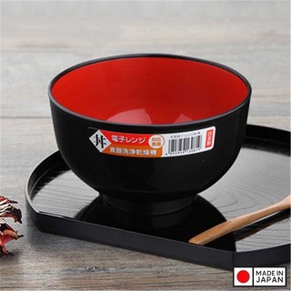 [CHÍNH HÃNG] Bát nhựa tròn màu đen lòng đỏ Nakaya (Ø13.6 x 8.1cm) - Hàng nội địa Nhật Bản | Made in Japan