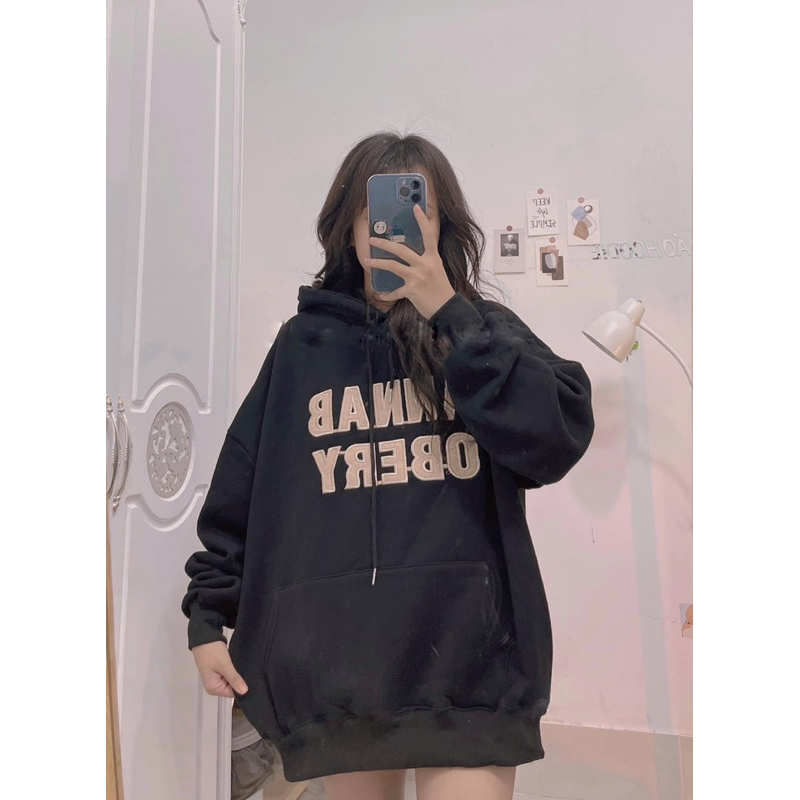ÁO KHOÁC HOODIE NỈ QC LÓT LÔNG MỀM ẤM CÓ NÓN 2LỚP THÊU CHỮ ANNAB OBERY