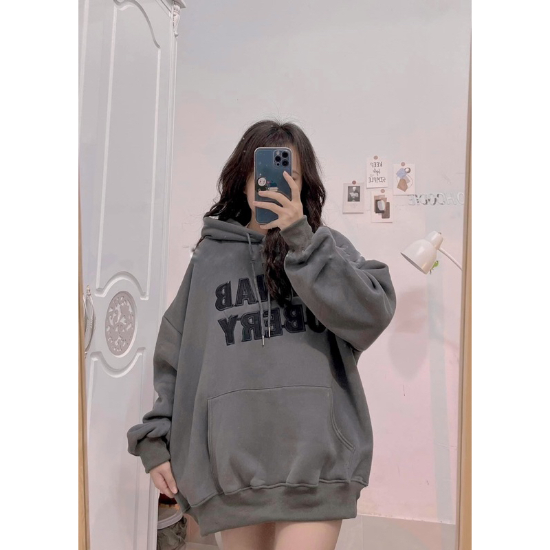 ÁO KHOÁC HOODIE NỈ QC LÓT LÔNG MỀM ẤM CÓ NÓN 2LỚP THÊU CHỮ ANNAB OBERY