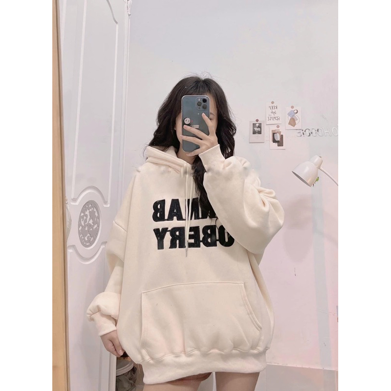 ÁO KHOÁC HOODIE NỈ QC LÓT LÔNG MỀM ẤM CÓ NÓN 2LỚP THÊU CHỮ ANNAB OBERY