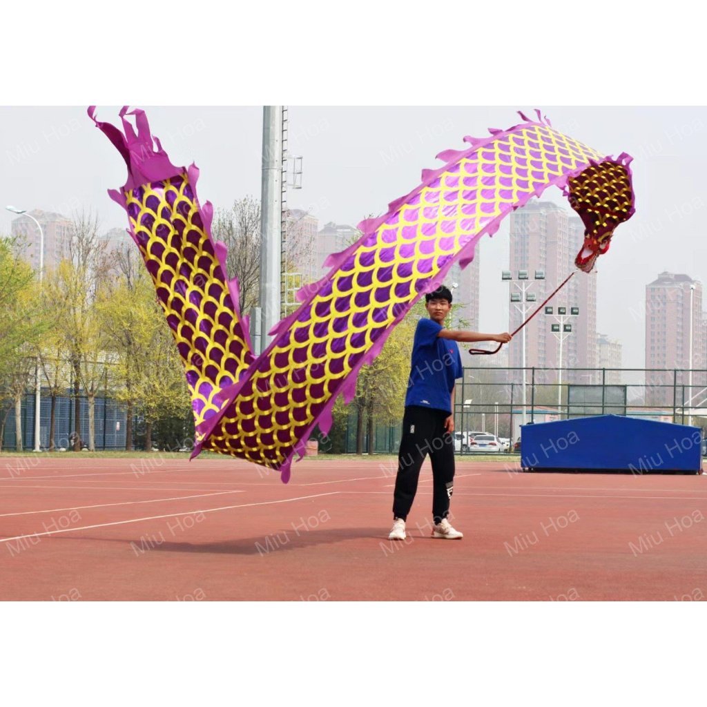 Vũ khúc Thiên Long Hình Rồng Vàng Đỏ Truyền Thống Dây Ruy Băng dài 6m.8m.10m