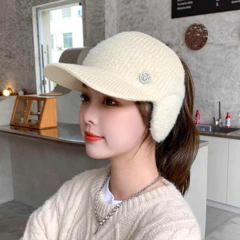 Mũ Len Hở Chóp Giữ Ấm Tai Thời Trang Thu Đông Phong Cách Hàn Quốc