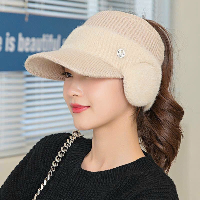 Mũ Len Hở Chóp Giữ Ấm Tai Thời Trang Thu Đông Phong Cách Hàn Quốc