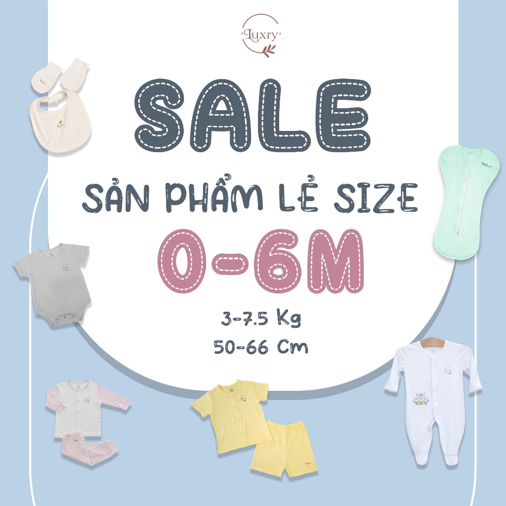 Sale lẻ size sơ sinh 0 đến 6 tháng Luxry vải sợi tre