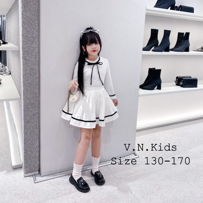 Set váy nơ Tiểu Thư cho Bé đi chơi size 18kg-43kg