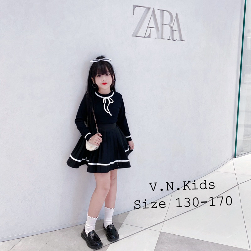 Set váy nơ Tiểu Thư cho Bé đi chơi size 18kg-43kg