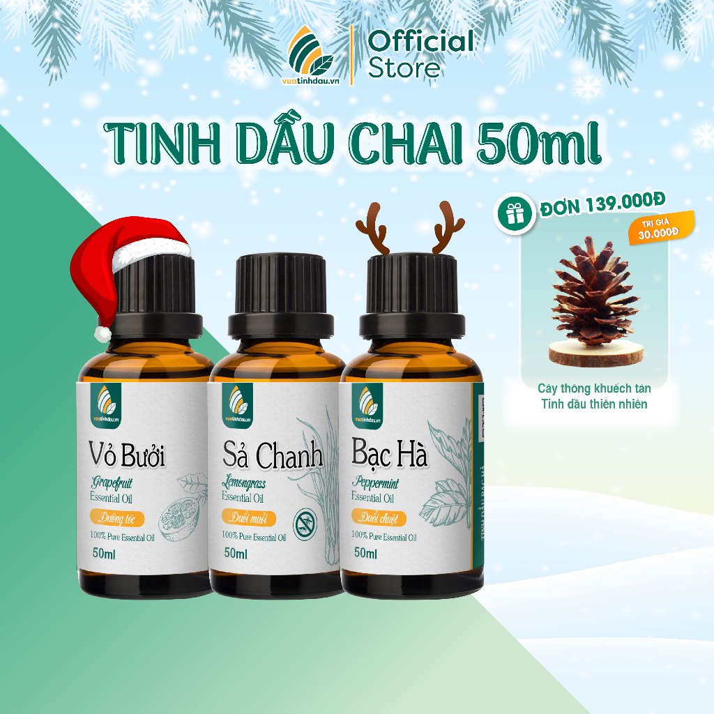 Lọ Tinh Dầu Thiên Nhiên Xông Máy Thơm Phòng 50ml VUATINHDAU Thơm Phòng Khuếch Tán Thơm Phòng Tinh Dầu Thơm Phòng Ngủ Spa