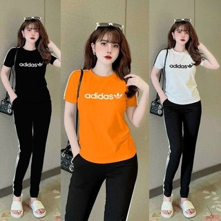 Bộ dài cotton phối sọc thêu logo cao cấp tt210