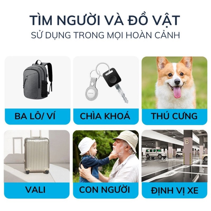Định vị Momax Pintag, Định vị Xe máy học sinh, Ôtô, Vật nuôi, Đồ dùng cá nhân, pin dùng 365 ngày