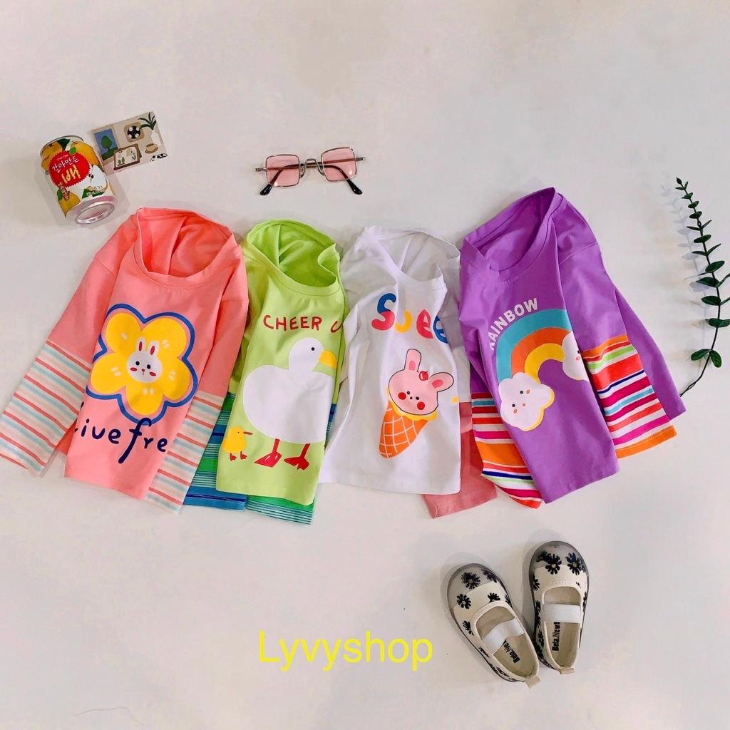 Lyvyshop - (Hàng đẹp) Áo dài phối tay siêu dễ thương cho bé gái từ 09-28kg (giá 01 áo)