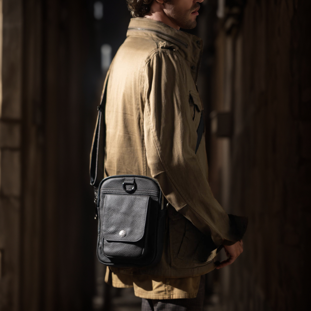 Túi đeo chéo da bò Vintage Pocket 7in - Messenger Vintage Pocket Manuk Leather