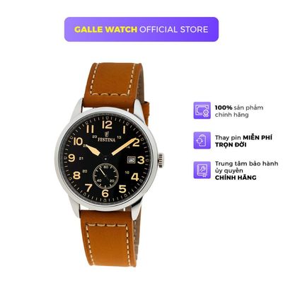 Đồng hồ nam Festina F20347/6 mặt kính cứng chống xước tốt, dây da đeo tay phong cách thanh lịch, thời trang