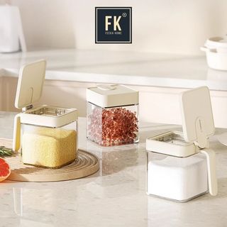 Combo lọ đựng gia vị thủy tinh FEEKA kèm khay sang trọng, combo hũ thủy tinh đựng gia vị nhà bếp cao cấp 300ml